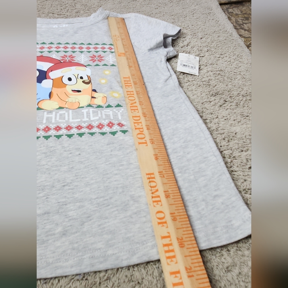 Girls' Bluey Holiday Short Sleeve Graphic T-Shirt - Heather Gray L - Picture 11 of 11